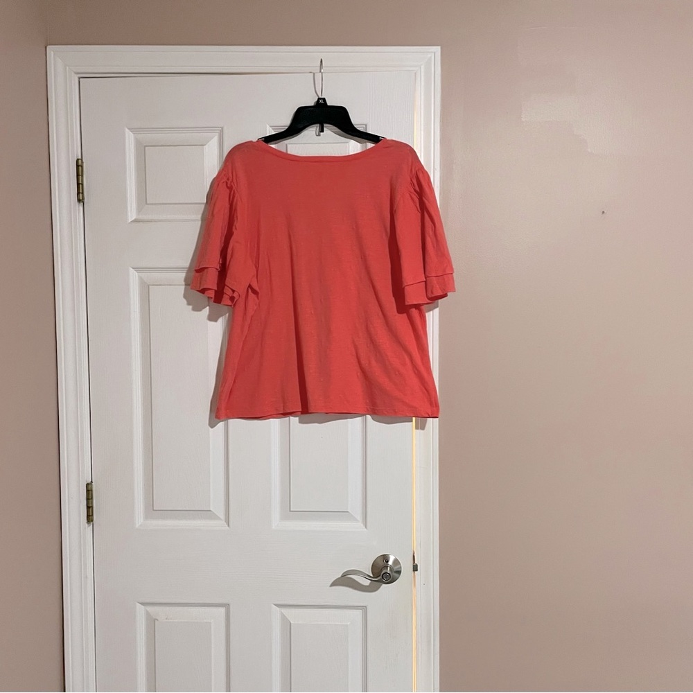 Orange V-Neck Top - Picture 2 of 4